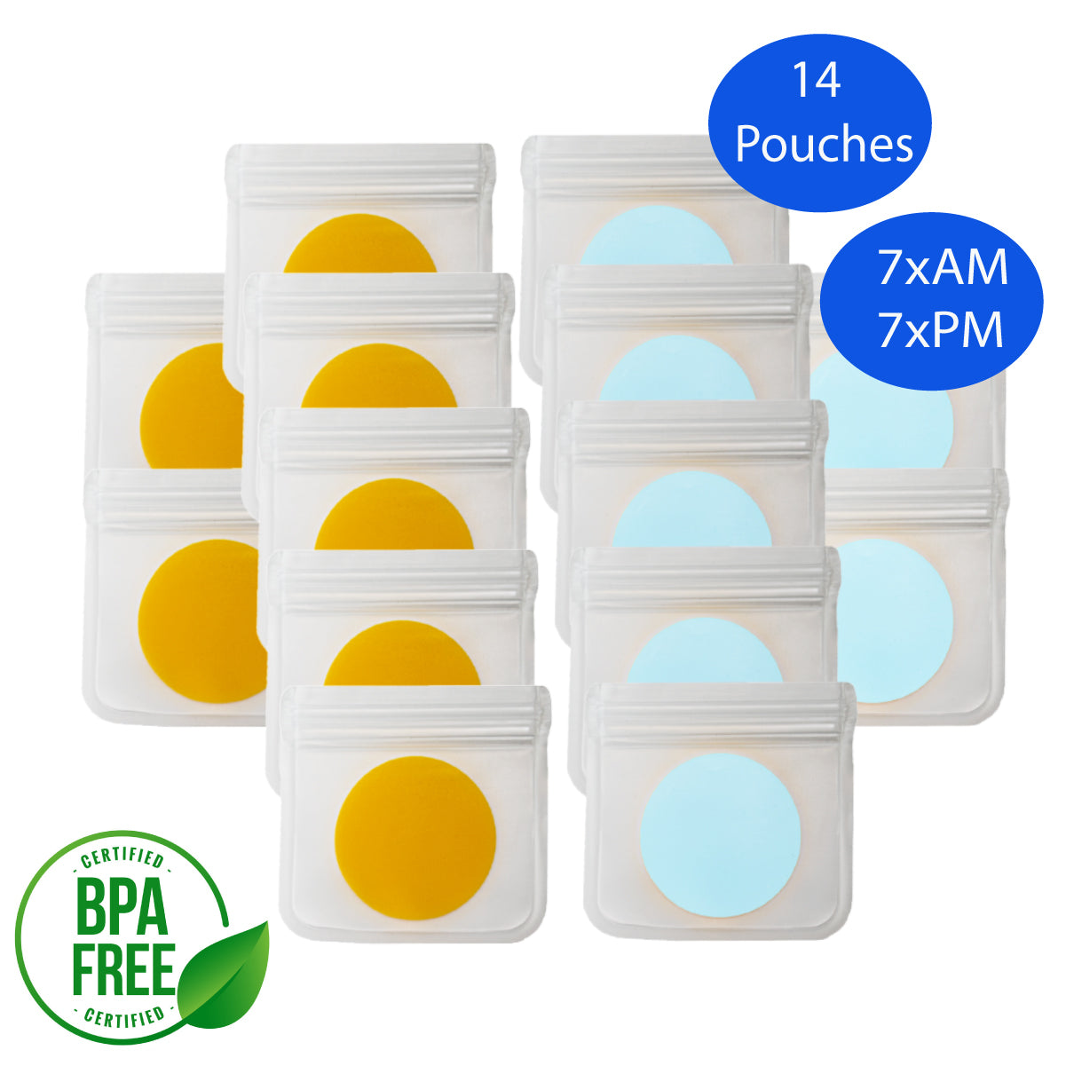 Vital Pill Pouches | 14 Pack Vitamin Supplement Bags | Reusable | BPA free